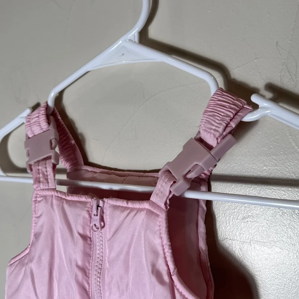 Carters 12 Mths Pink Snow Pants Bib Top Ski Overalls Winter Girls Puffer‎ Zip